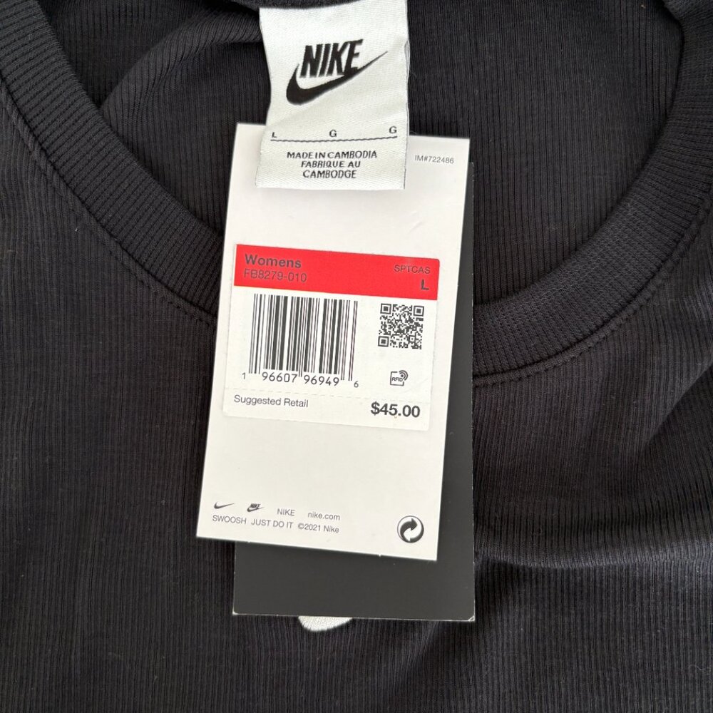 Nike Women's Black Essential Rib Crop Tank Size Large NWT - Picture 5 of 7